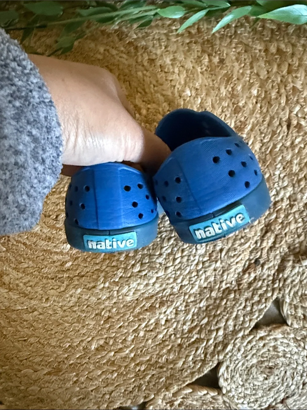 Native Toddler Jefferson Blue With Blue Trim Slip On Shoes. Size 8